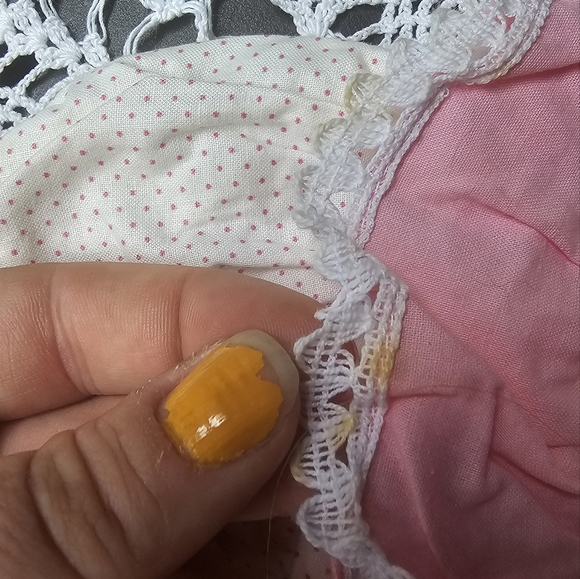 PINK RUFFLED w/WHITE LACE PAGEANT PARTY FLOWER DRESS LITTLE GIRLS SIZE 12 MONTHS - Picture 3 of 7